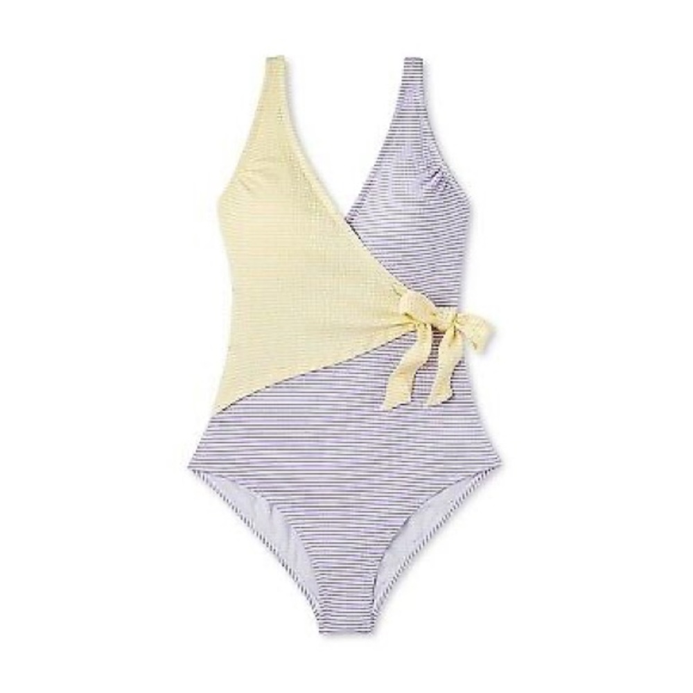 TARGET Seersucker Front Wrap Full Coverage One Piece Swimsuit -Kona Sol - SIZE M
